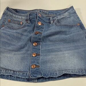 American Eagle Outfitters Blue Denim Mini Skirt with chrome buttons